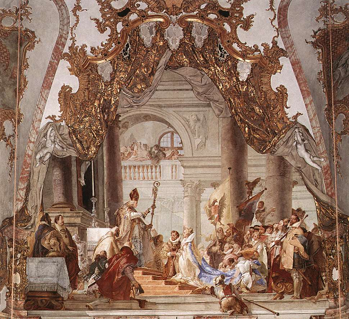 Mariage de Frédéric Barberousse avec Béatrice Ire de Bourgogne – par Giovanni Battista Tiepolo -1751 - Imperial Hall of the Residenz à Würzburg